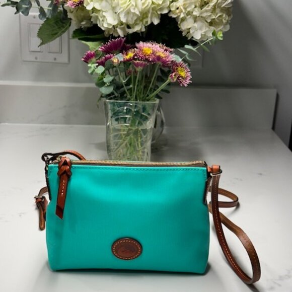 Dooney & Bourke Handbags - Dooney & Bourke Crossbody Pouchette Shoulder Bag Green Nylon and Leather NWOT